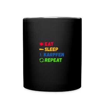 Eat Sleep Karpfen Repeat Karpfen-Angler Geschenk - Tasse einfarbig - Schwarz - Vorne