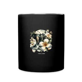 Thai Temple Elephant Bangkok Pagoda - Full Colour Mug - black - Front