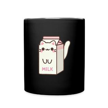 Kawaii Milk Carton Cat - Full Colour Mug - black - Front