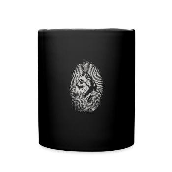 Pomeranian Fingerprint Kreativer Pomeranian - Tasse einfarbig - Schwarz - Vorne