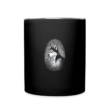 Siberian Husky Fingerprint Kreativer Siberian - Tasse einfarbig - Schwarz - Vorne