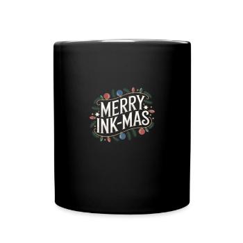 Merry Christmas Ink-Mas Funny Christmas Tattoo - Tasse einfarbig - Schwarz - Vorne