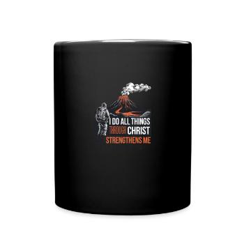 All through Christ who strengthens me Philippians - Full Colour Mug - black - Front