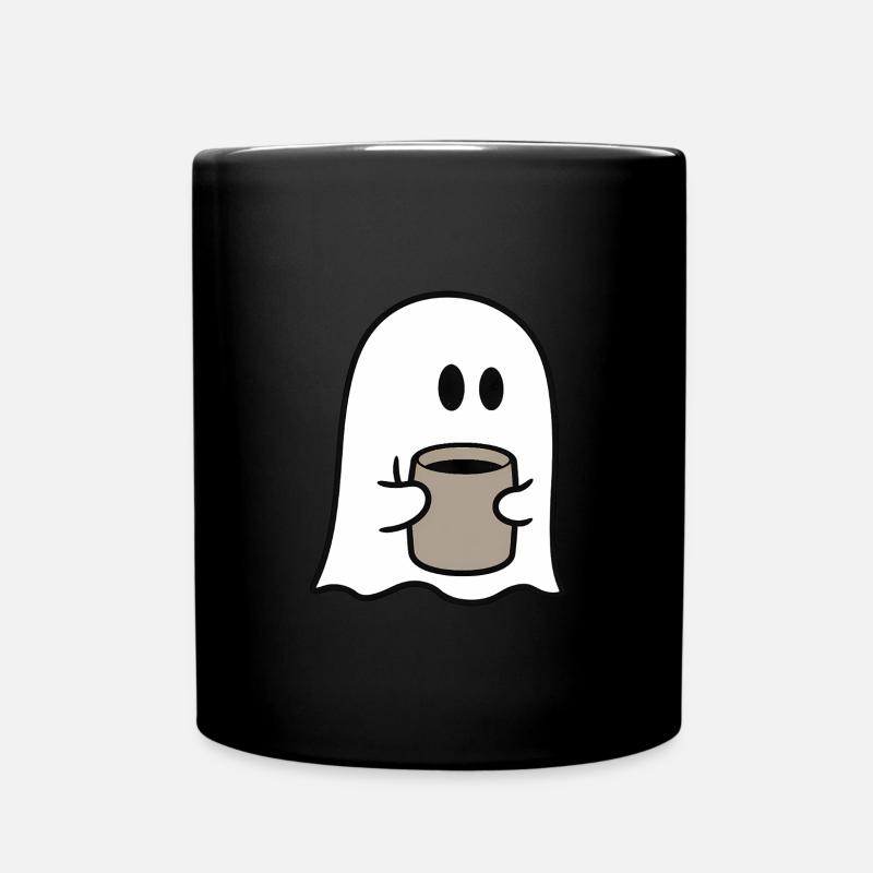 Niedlicher Geist mit Kaffee - Tasse einfarbig - Schwarz