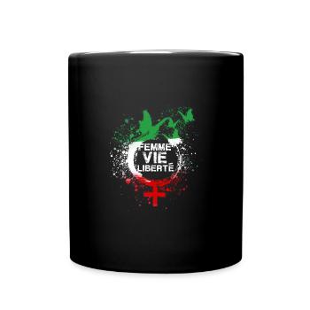 femme vie lieberté,iran,liberté,femmes, papillon - Mug uni - noir - Devant