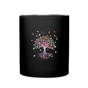 Tree of Life,Tree of Life,flowers,colorful,graffiti - Full Colour Mug - black - Front