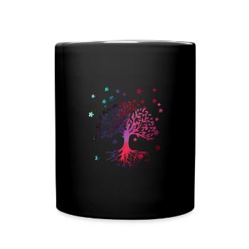 Baum des Lebens ,Lebensbaum,blumen,bunt,graffiti - Tasse einfarbig - Schwarz - Vorne
