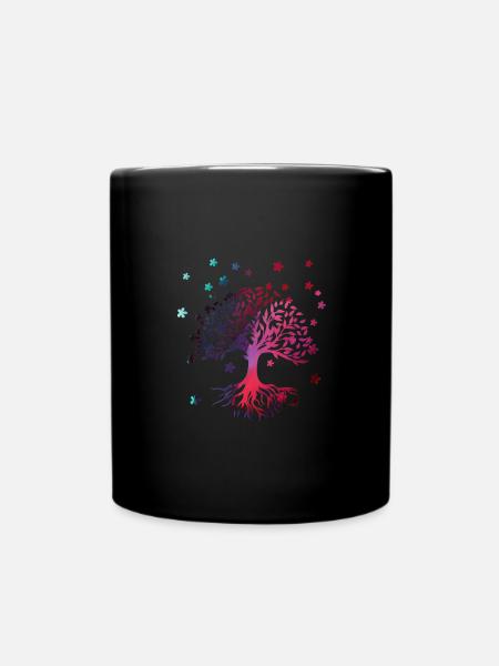 Arbre de Vie,Arbre de Vie,fleurs,coloré,graffiti - Mug uni - noir