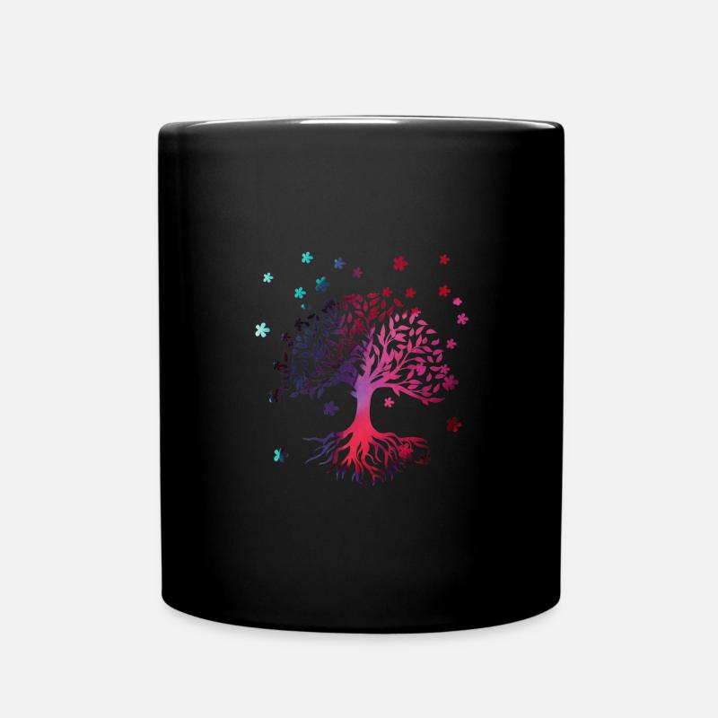 Arbre de Vie,Arbre de Vie,fleurs,coloré,graffiti - Mug uni - noir