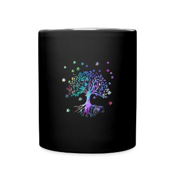 Tree of Life,Tree of Life,flowers,colorful,graffiti - Full Colour Mug - black - Front