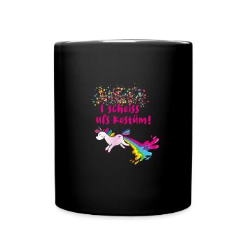 einhorn, scheissen,kostüm,karneval,konfetti - Tasse einfarbig - Schwarz - Vorne