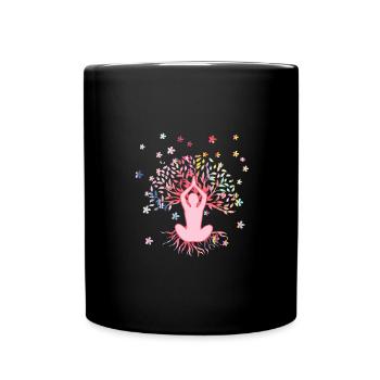 Tree of Life,Tree of Life,Flowers, Yoga - Full Colour Mug - black - Front