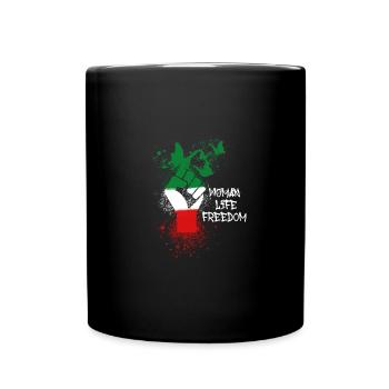 woman life freedom, schmetterlinge,iran,flagge - Tasse einfarbig - Schwarz - Vorne