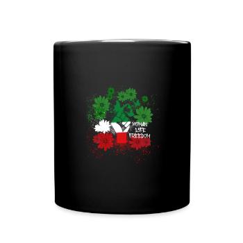 woman life freedom, blumen,iran,flagge - Tasse einfarbig - Schwarz - Vorne