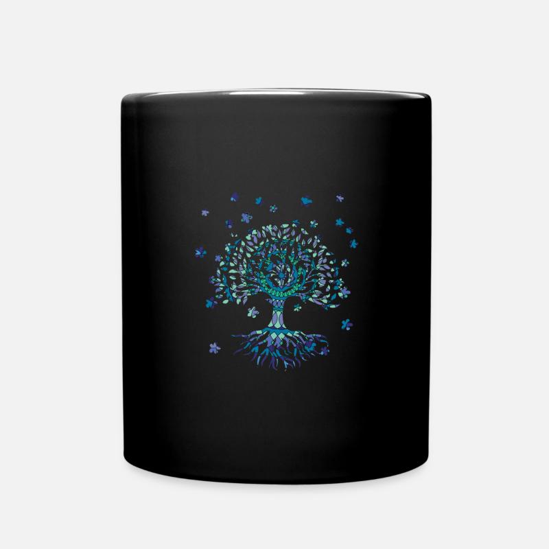 Baum des Lebens ,Lebensbaum,blumen,baum mit blumen - Tasse einfarbig - Schwarz