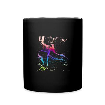 bunt,abstrakt,streifen,used optik,kratzer - Tasse einfarbig - Schwarz - Vorne
