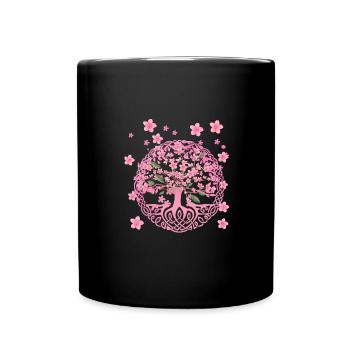 Tree of Life,Tree of Life,Sakura,Cherry Blossom - Full Colour Mug - black - Front
