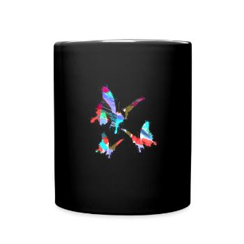 Papillons, Aquarelle, Coloré, Peinture, Graffiti - Mug uni - noir - Devant