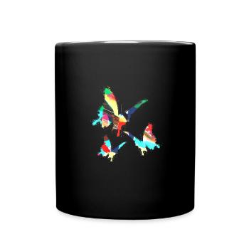 Papillons, Aquarelle, Coloré, Peinture, Graffiti - Mug uni - noir - Devant
