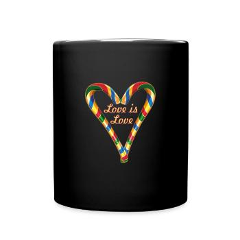 Love Is Love,Heart,Candy Cane,Candy - Full Colour Mug - black - Front