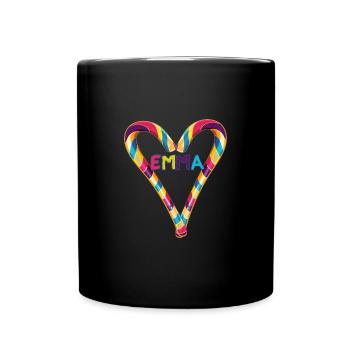 Emma,Name ,Heart, Candy Cane, Candy - Full Colour Mug - black - Front