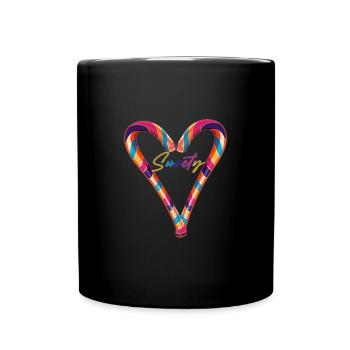 sweety,love is love ,heart, candy cane, candy - Full Colour Mug - black - Front