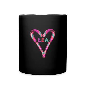 Lea,Name ,heart, candy cane, candy - Full Colour Mug - black - Front