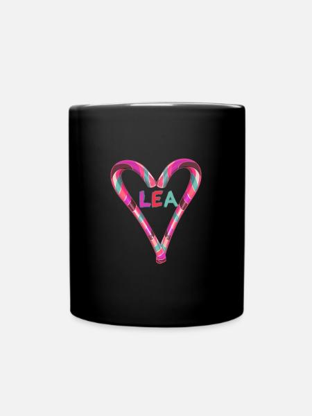 Lea,Name ,herz, zuckerstange, süßigkeit - Tasse einfarbig - Schwarz