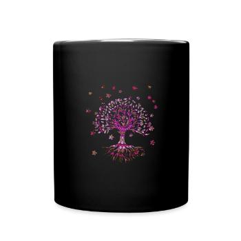 Arbre de Vie,Arbre de Vie,Fleurs,Arbre avec des Fleurs - Mug uni - noir - Devant