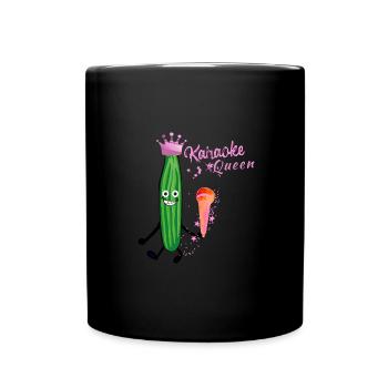 reine du karaoké,karaoké,microphone,étoiles,concombre - Mug uni - noir - Devant