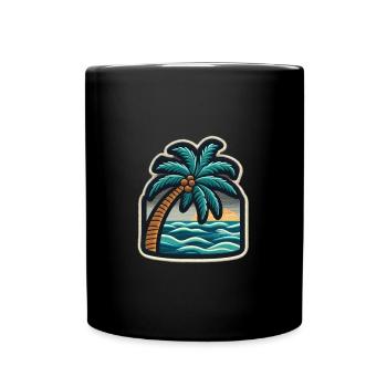 Palmenstrand Patch Sonnenuntergang - Tasse einfarbig - Schwarz - Vorne