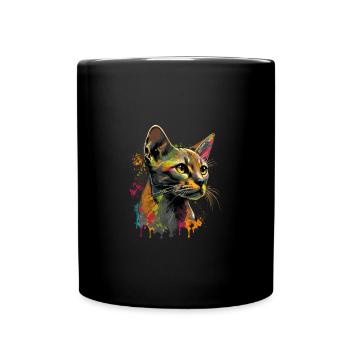 Abyssinian Cat Colorful Gaze - Tasse einfarbig - Schwarz - Vorne