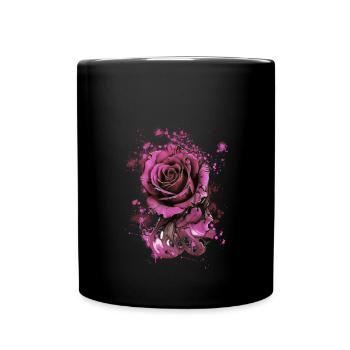 Pink, Rose, Ink, Painting, Illustration - Full Colour Mug - black - Front