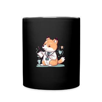 Chien japonais Shiba Inu, médecin, cœur - Mug uni - noir - Devant