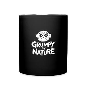 Grumpy and bad-tempered, angry face - Full Colour Mug - black - Front