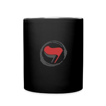 Antifa Flagge Fahne Antifaschistische Aktion - Tasse einfarbig - Schwarz - Vorne