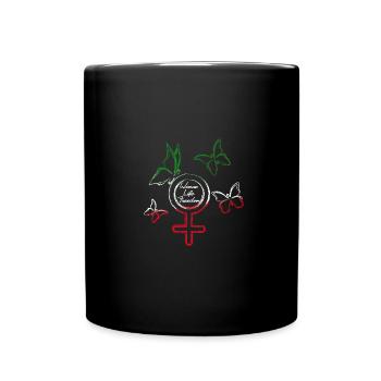 woman life freedom, schmetterlinge,iran,flagge - Tasse einfarbig - Schwarz - Vorne
