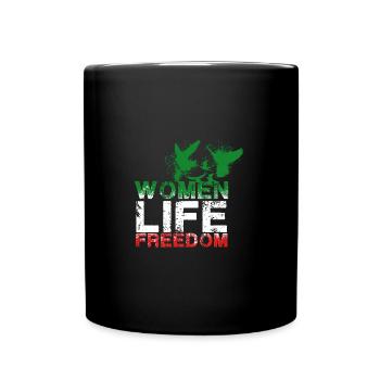 woman life freedom, vögel,iran,flagge - Tasse einfarbig - Schwarz - Vorne