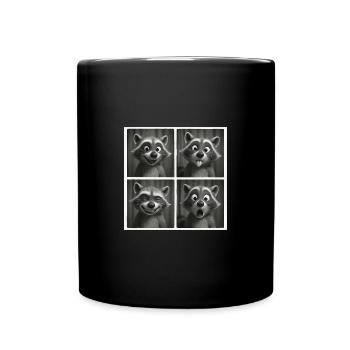 Photobooth Photo Raccoon Funny Faces - Tasse einfarbig - Schwarz - Vorne