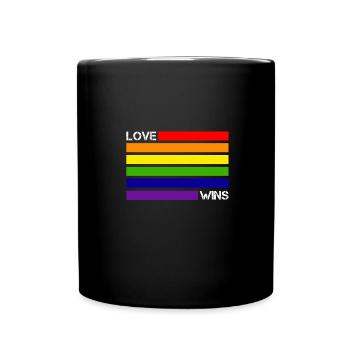 Love wins Rainbow Flag LGBT Gay Pride - Full Colour Mug - black - Front
