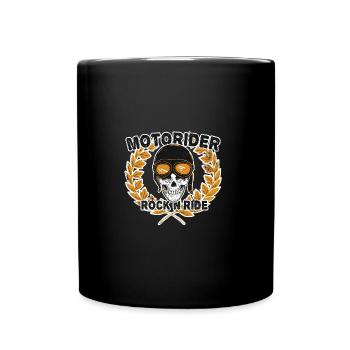 MOTORIDER RIDER ROCK RIDE THE MOTORCYCLE BIKER MOTIF - Full Colour Mug - black - Front