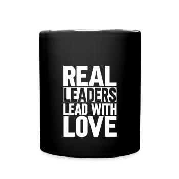Les vrais leaders dirigent avec amour - Mug uni - noir - Devant