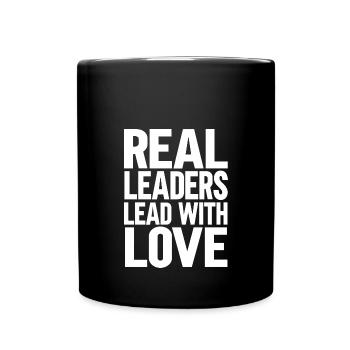 Les vrais leaders dirigent avec amour - Mug uni - noir - Devant