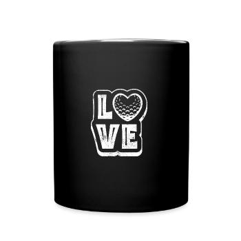 GOLF LOVE GOLF BALL HEART LOVE SPORTS SAYING MOTIF - Full Colour Mug - black - Front