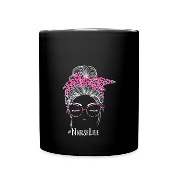 Krankenschwester Nurse Life - Tasse einfarbig - Schwarz - Vorne