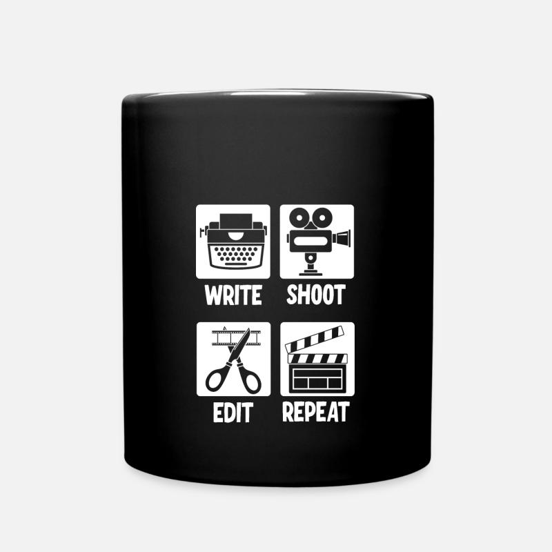 Write Shoot Edit Repeat Filmmaker - Tasse einfarbig - Schwarz