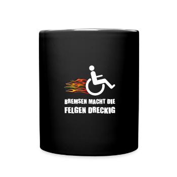 Rollstuhl Behinderung Handicap Rollstuhlfahrer - Tasse einfarbig - Schwarz - Vorne