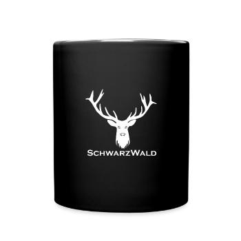 Schwarzwald Hirsch - Uni weiss - Tasse einfarbig - Schwarz - Vorne