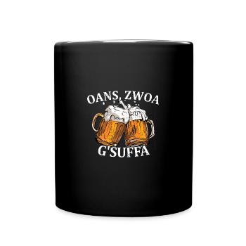 Beer Drinking Oans Zwoa G'suffa German Fest - Tasse einfarbig - Schwarz - Vorne