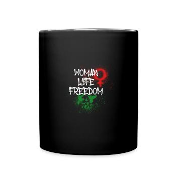 woman life freedom, vögel,iran,flagge,freiheit - Tasse einfarbig - Schwarz - Vorne
